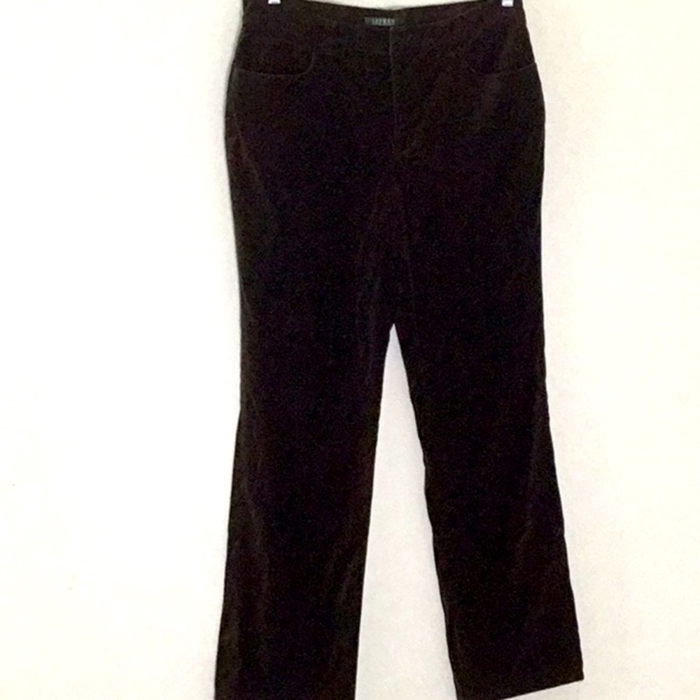 Ralph Lauren, Brown Velour Cotton Pants, Boot Cut, Pockets, Sustainability Y2K